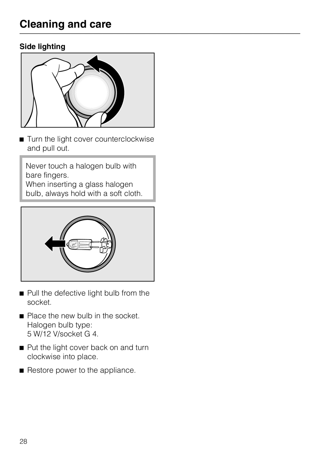 Miele K1801VI, K1811VI, K1911VI, K1901VI installation instructions Side lighting 