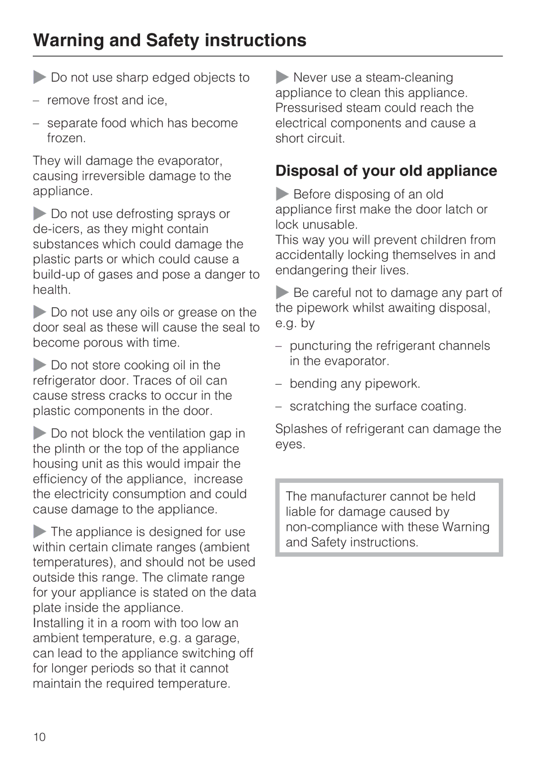 Miele K9752, K9552 installation instructions Disposal of your old appliance 