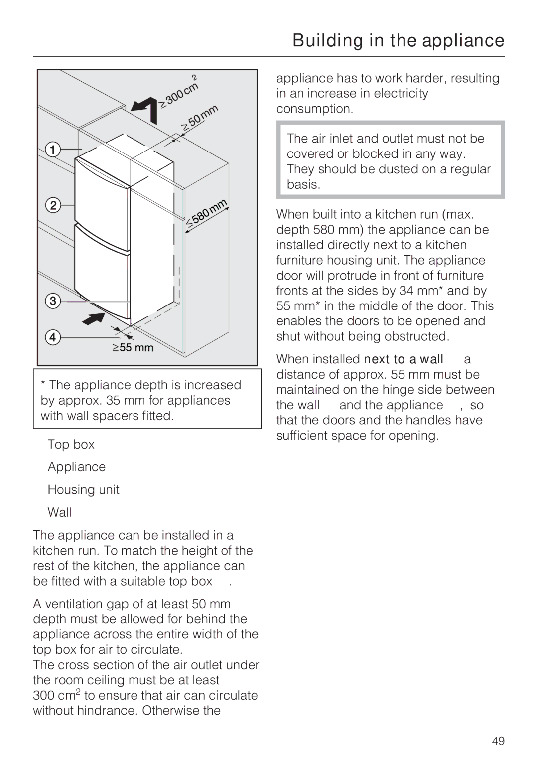 Miele KDN 12623 S-1/-2 installation instructions Building in the appliance 