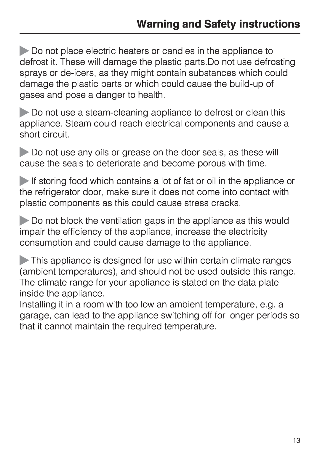 Miele KDN 12623 S-1/-2 installation instructions Warning and Safety instructions 