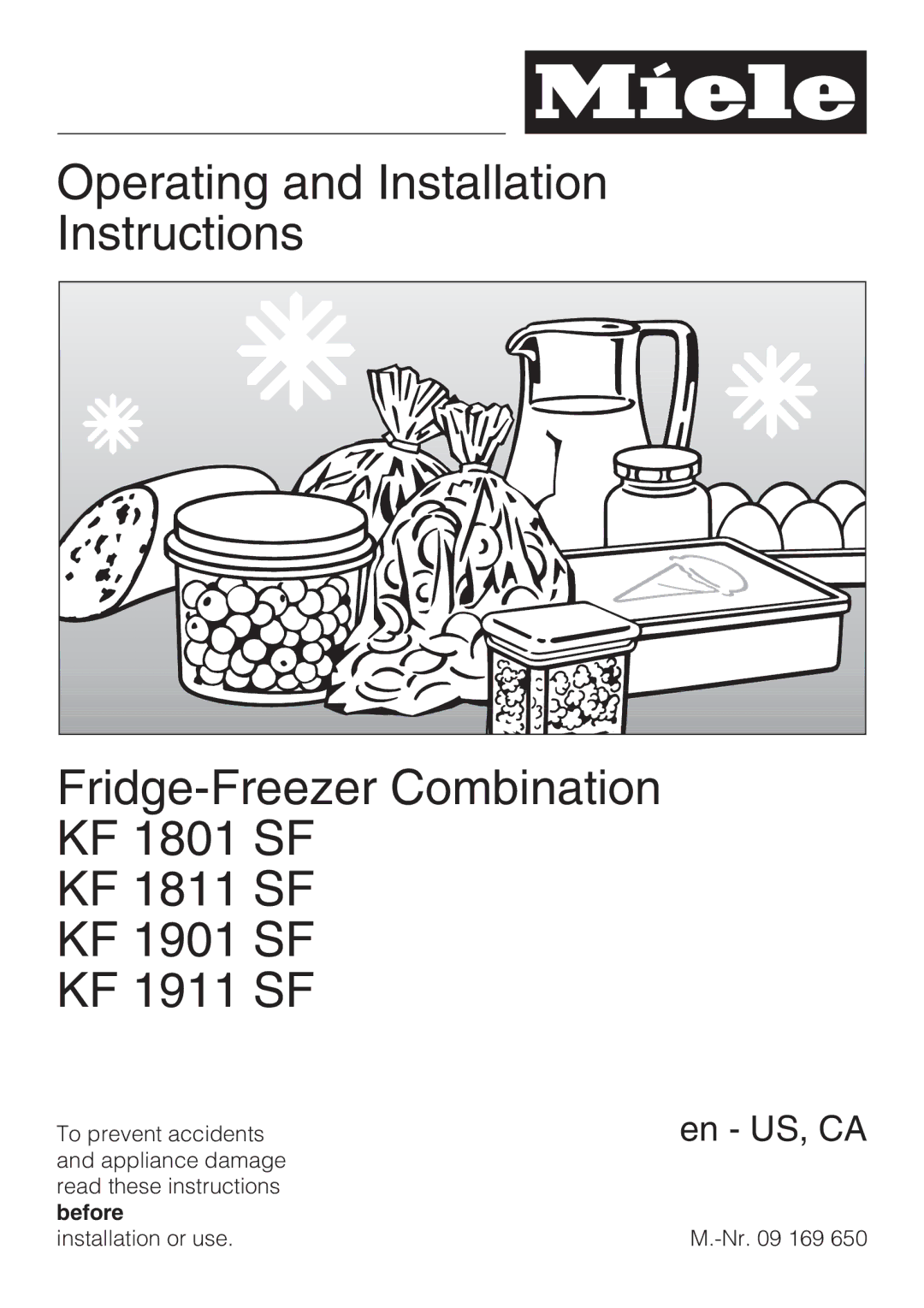 Miele KF 1801 SF, KF 1911 SF, KF 1811 SF, KF 1901 SF installation instructions En US, CA 