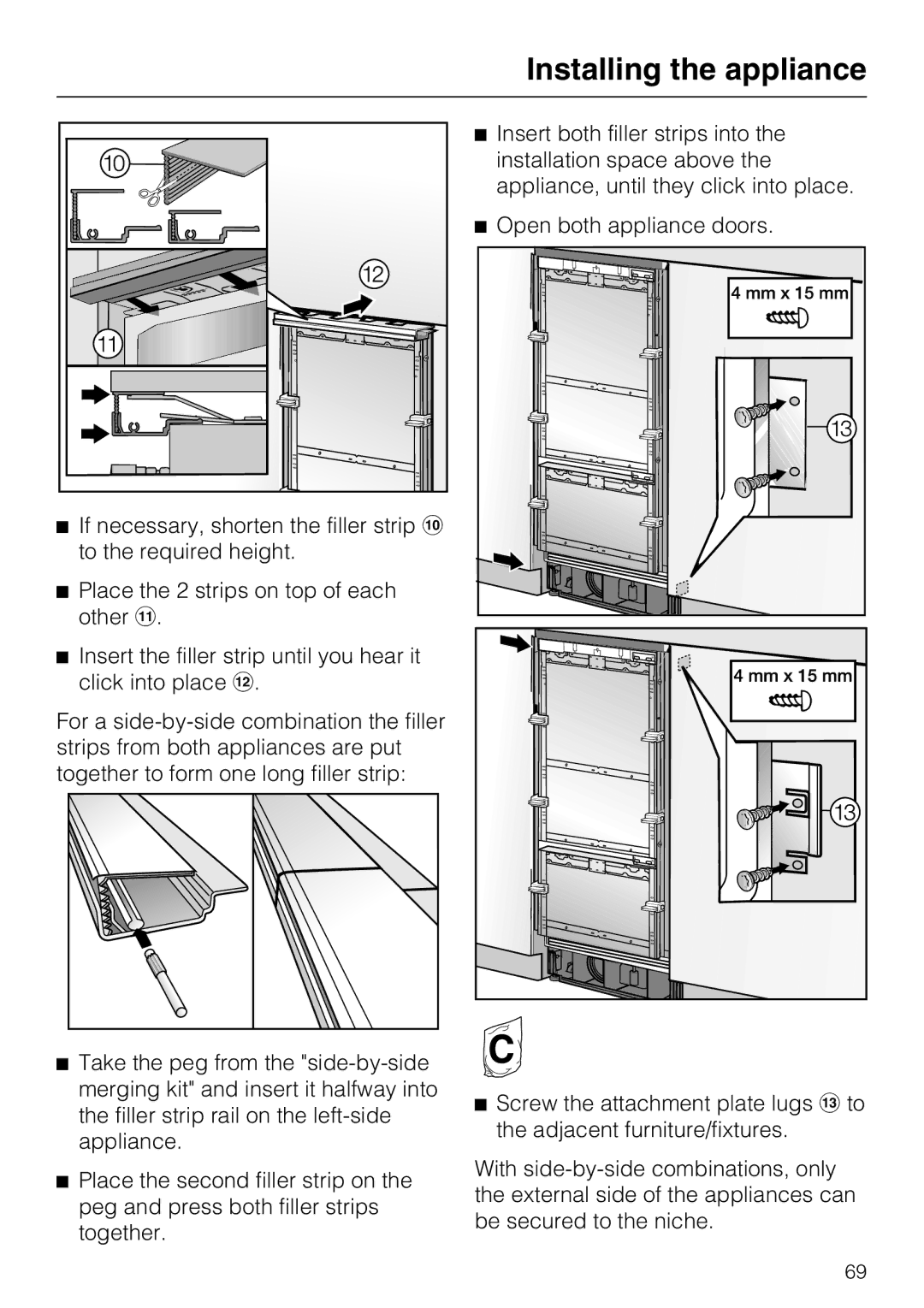 Miele KF 1801 Vi, KF 1911 Vi, KF 1901 Vi, KF 1811 Vi installation instructions Installing the appliance 