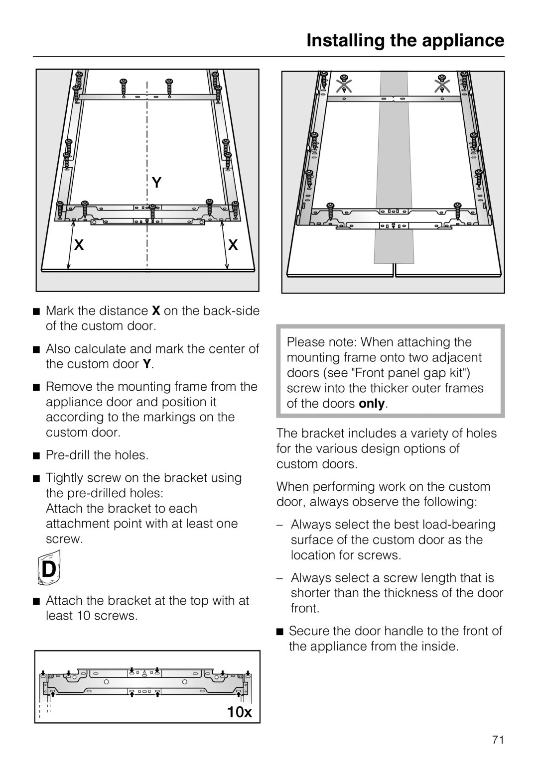 Miele KF 1811 Vi, KF 1911 Vi, KF 1801 Vi, KF 1901 Vi installation instructions Installing the appliance 