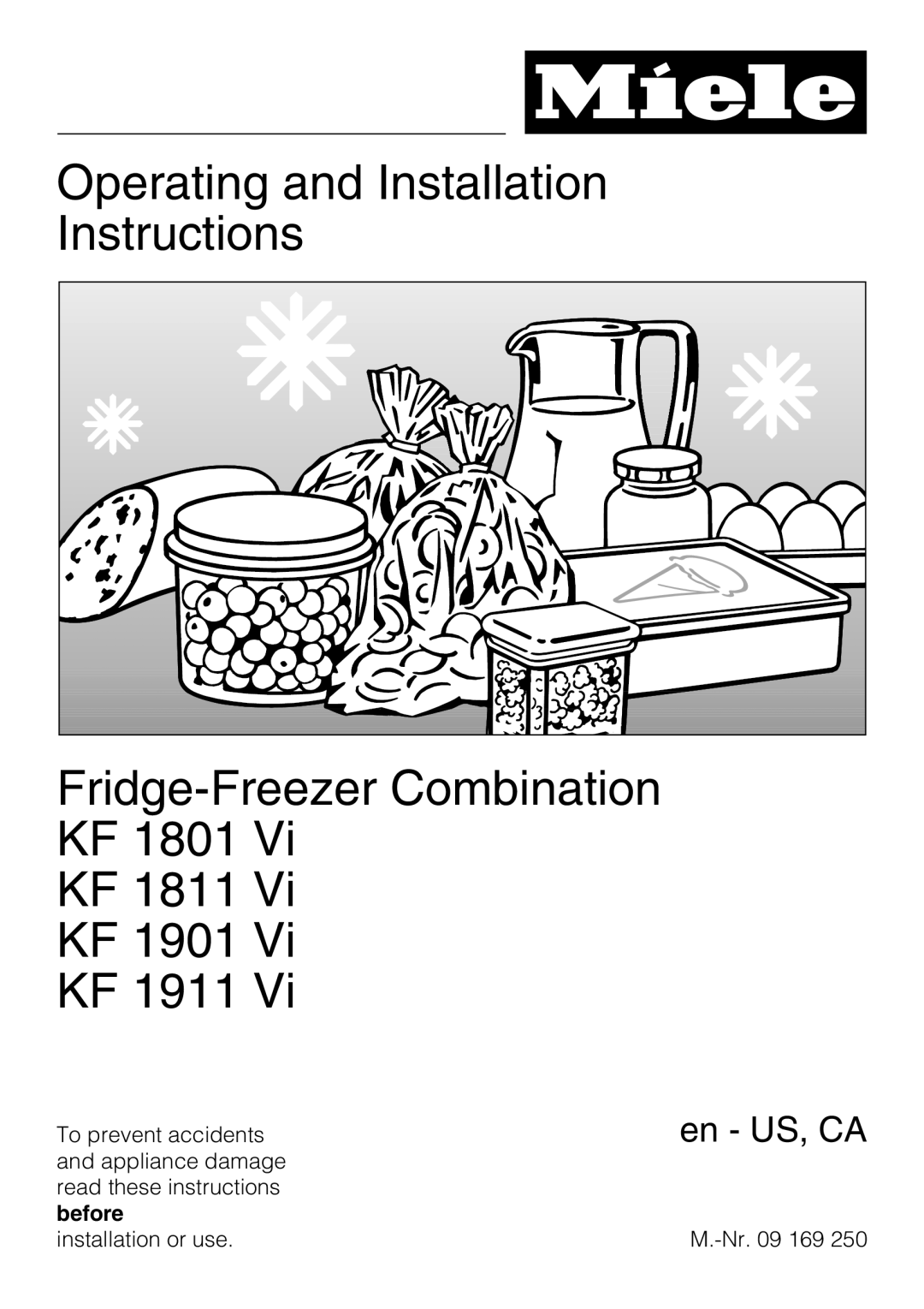 Miele KF 1801 Vi installation instructions Operating and Installation Instructions Fridge-Freezer Combination, en - US, CA 