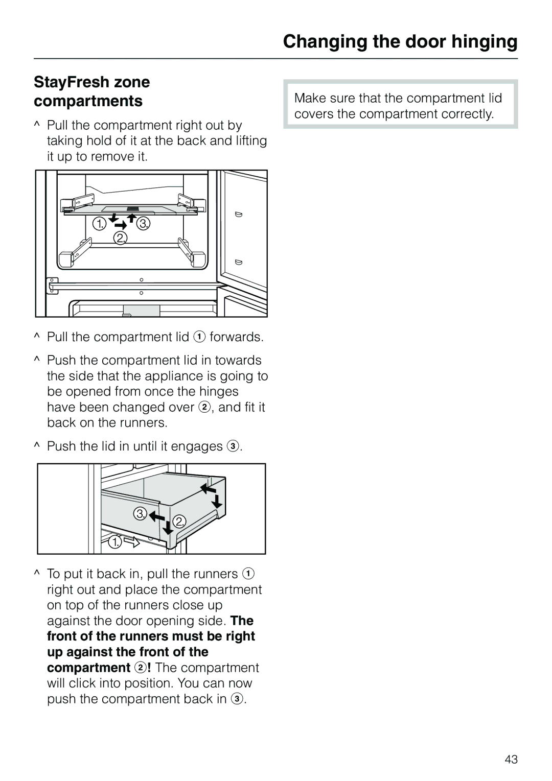 Miele KF 7540 SN installation instructions StayFresh zone compartments 