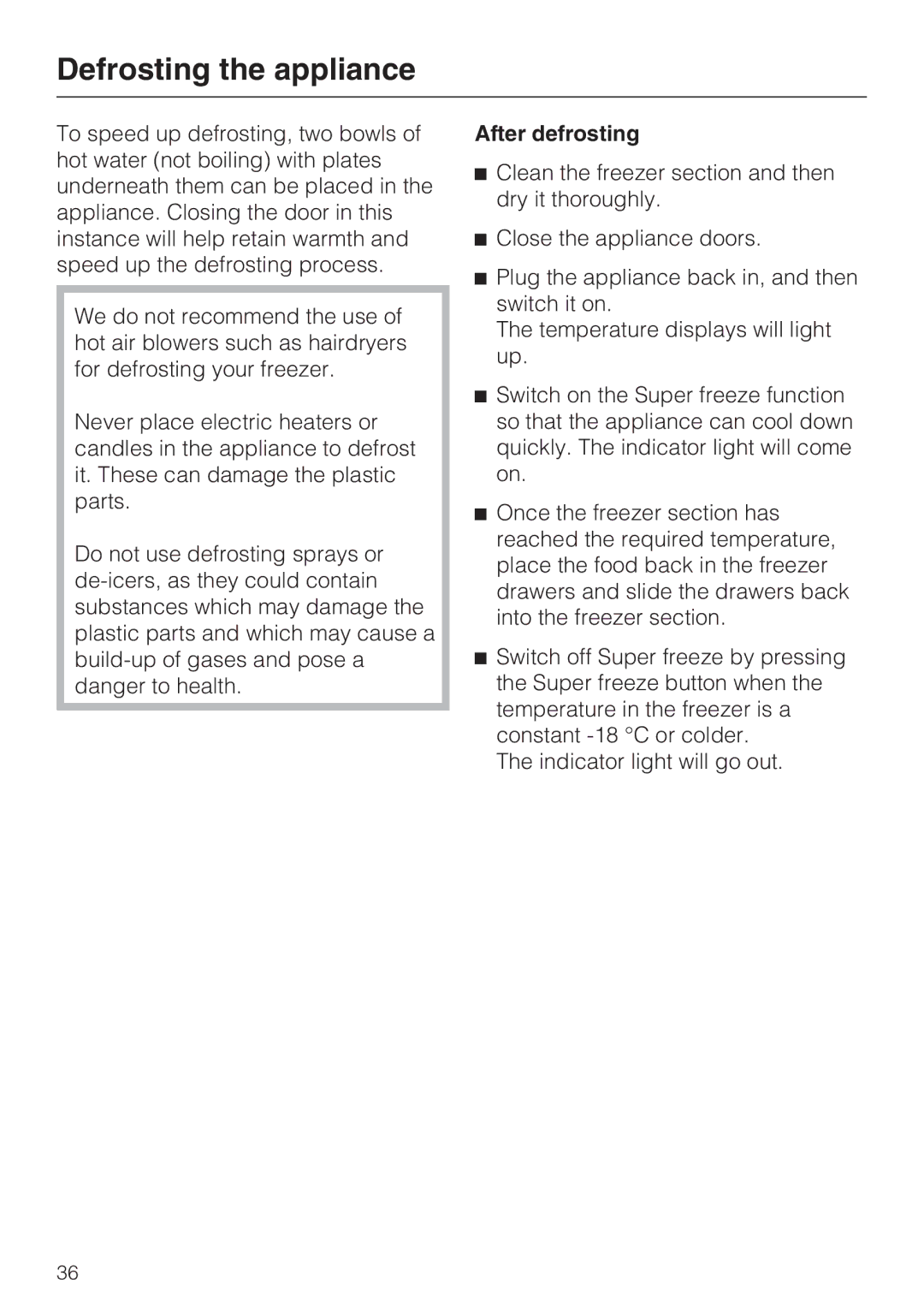 Miele KF 9757 ID installation instructions After defrosting 