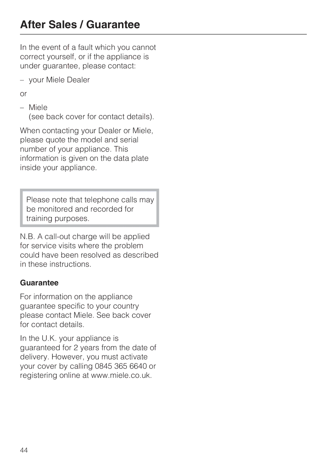 Miele KF 9757 ID installation instructions After Sales / Guarantee 