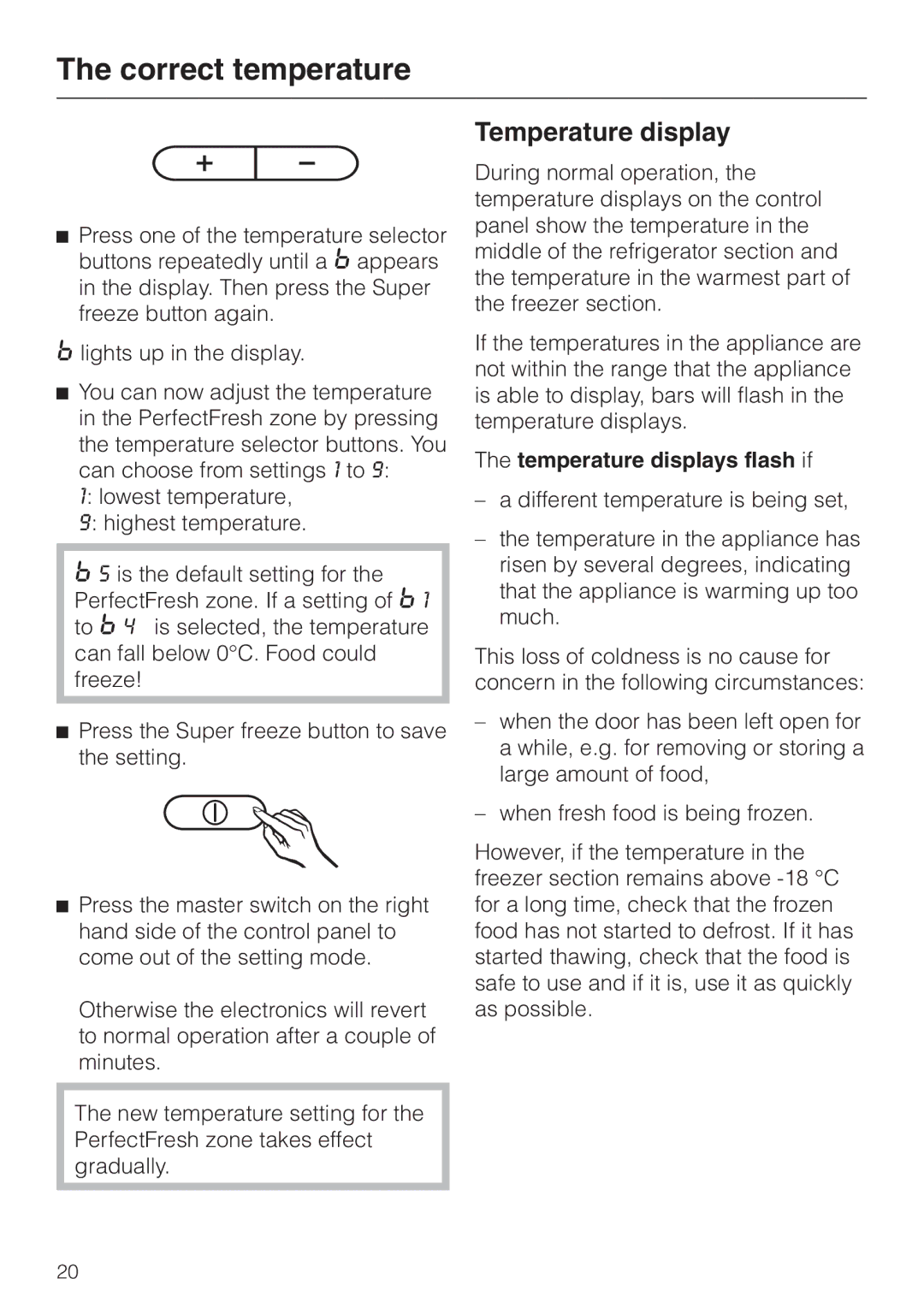 Miele KF 9757 ID installation instructions Temperature displays flash if 