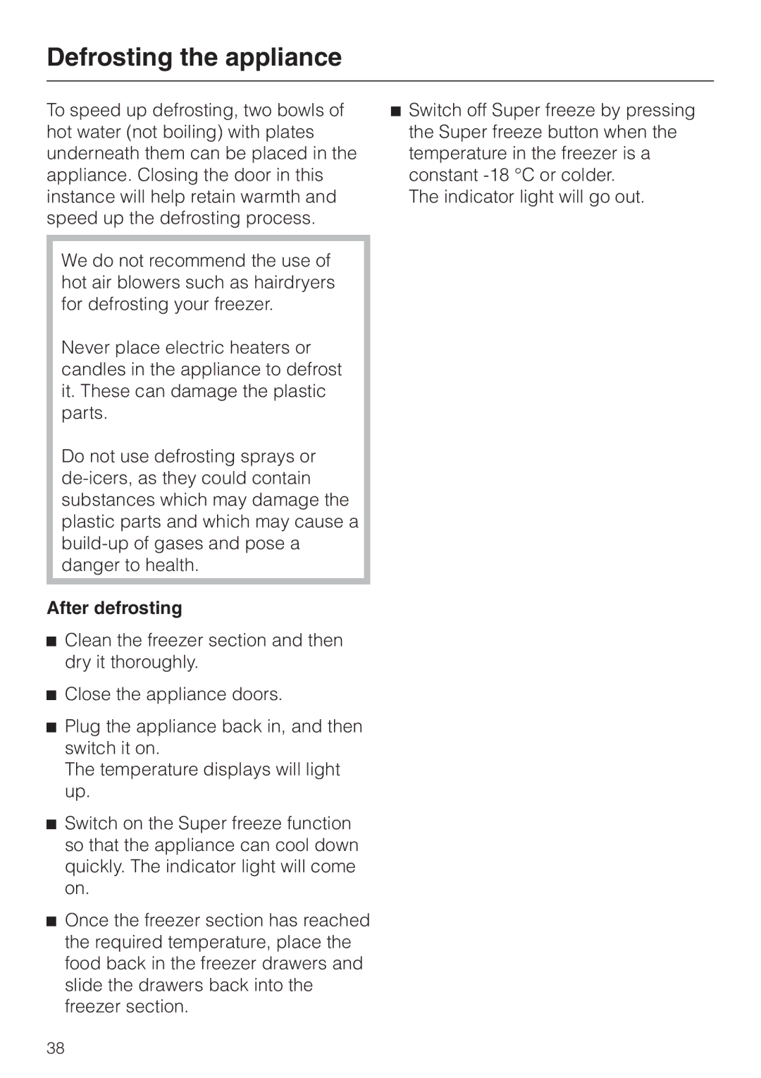 Miele KF 9757 ID installation instructions After defrosting 