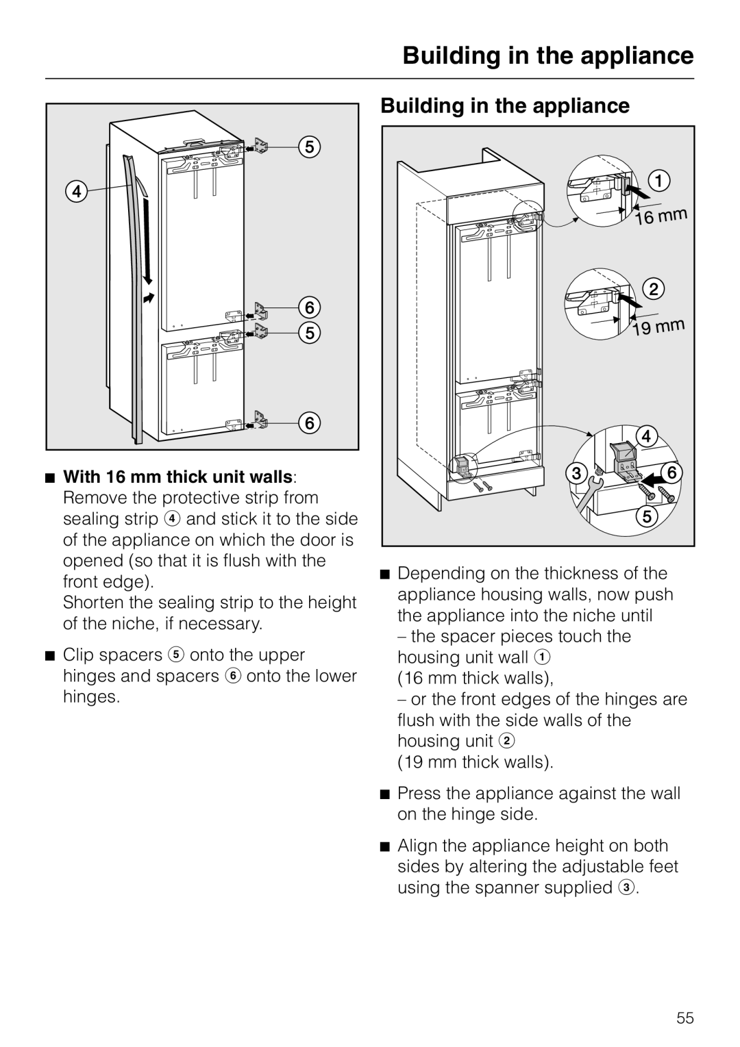 Miele KF 9757 ID installation instructions Building in the appliance 