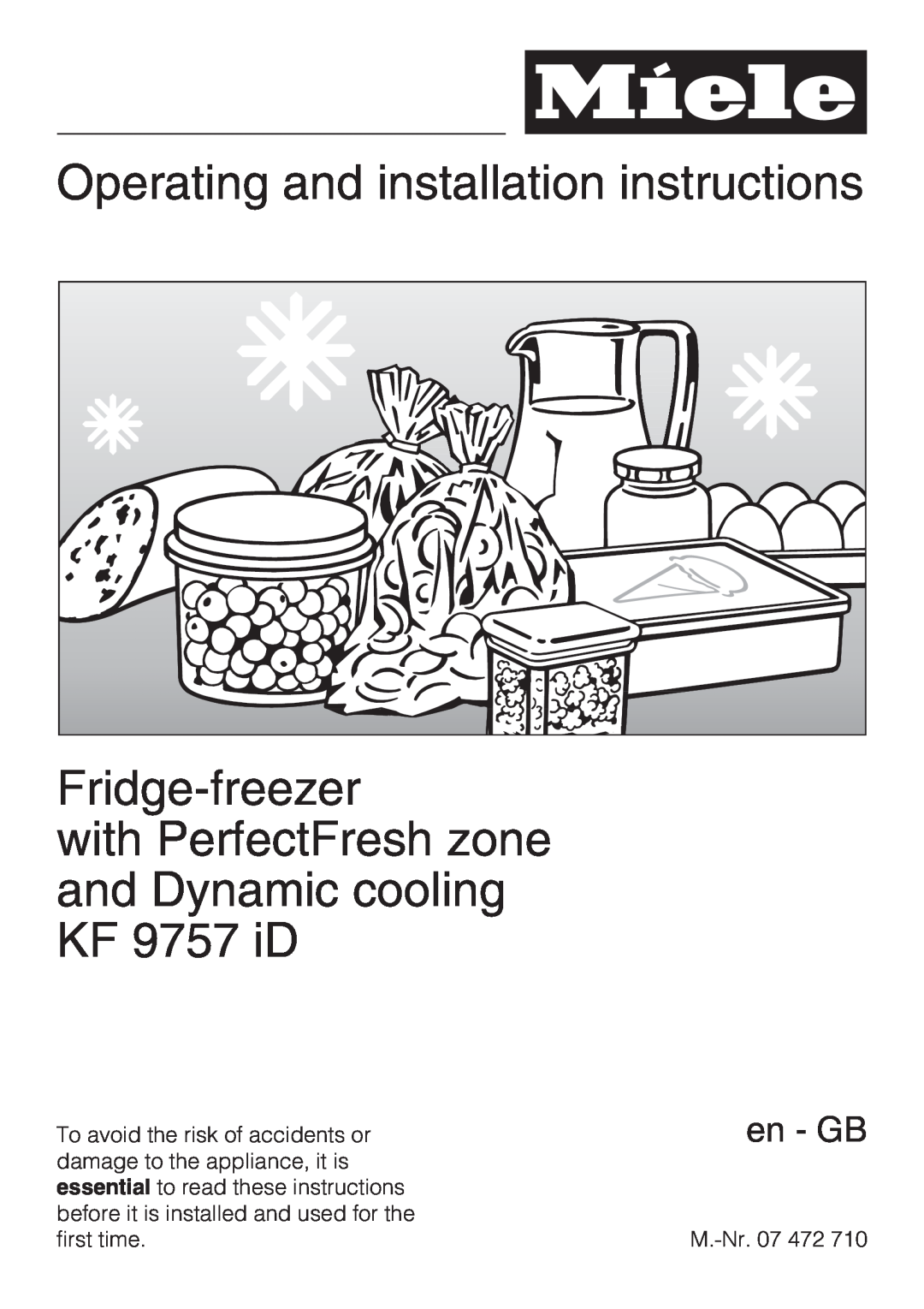 Miele KF 9757 ID installation instructions Operating and installation instructions, Fridge-freezer, en - GB 