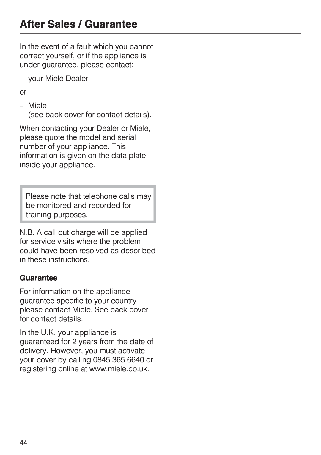 Miele KF 9757 ID installation instructions After Sales / Guarantee 