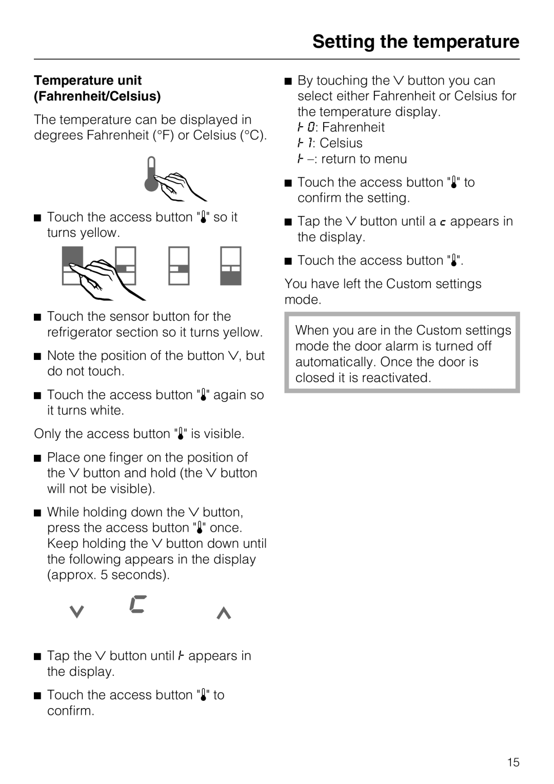 Miele KF1911SF, KF1811SF, KF1901SF, KF1801SF installation instructions Temperature unit Fahrenheit/Celsius 