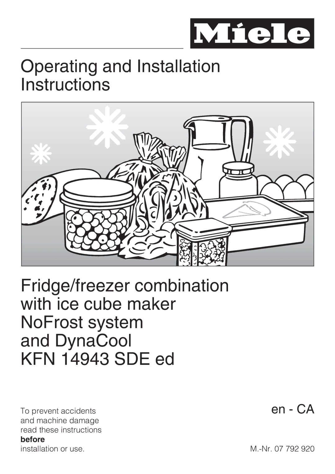 Miele KFN 14943 SDE ED installation instructions En CA 