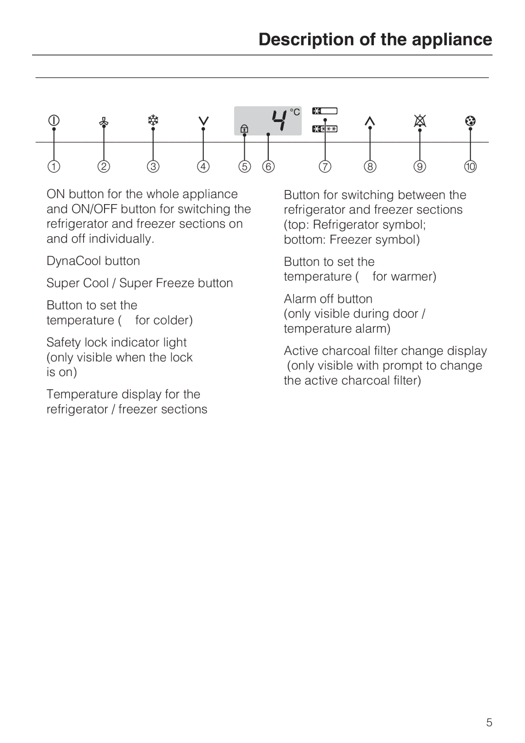 Miele KFN 14943 SDE ED installation instructions Description of the appliance 