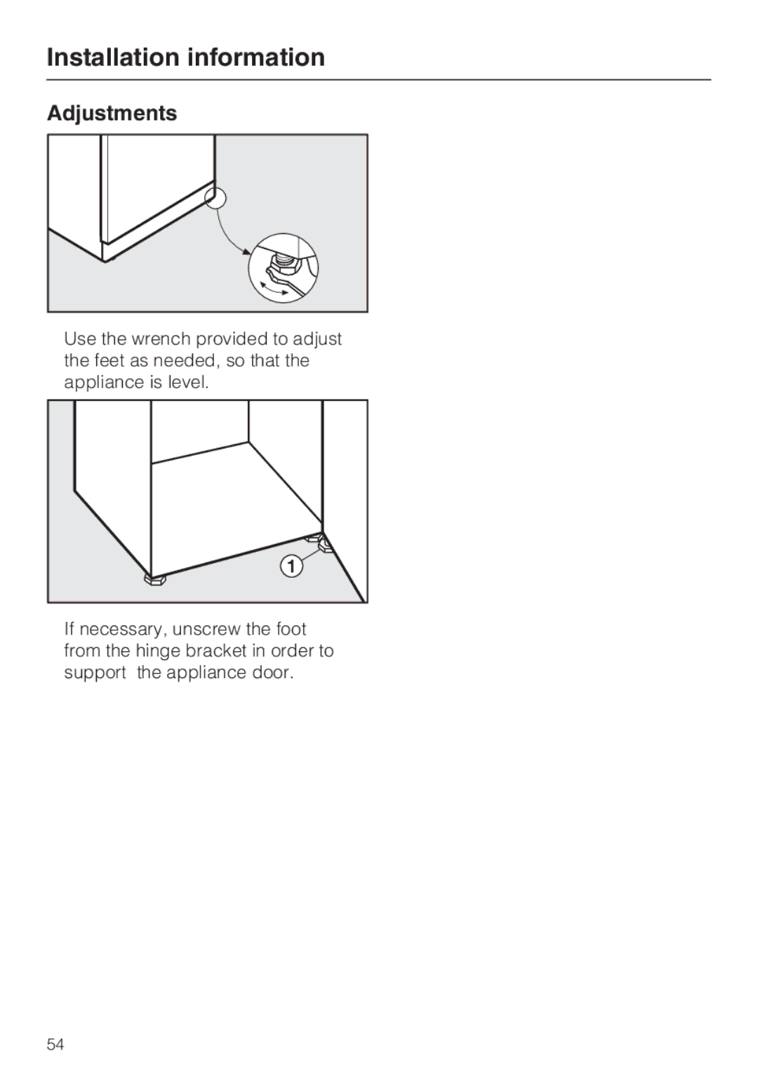 Miele KFN 14943 SDE ED installation instructions Adjustments 