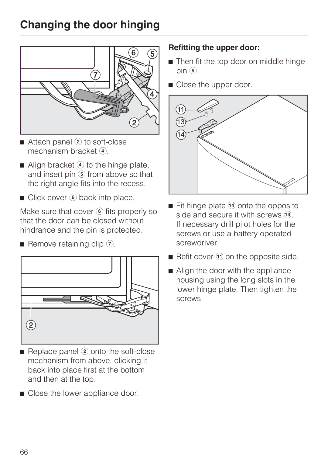 Miele KFN 14947 SDE ED installation instructions Refitting the upper door 