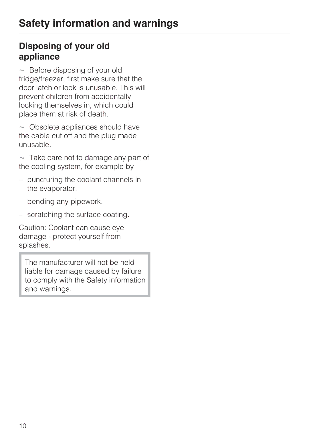 Miele KFN 8992 SD ED, KFN 8993 SDE ED installation instructions Disposing of your old appliance 