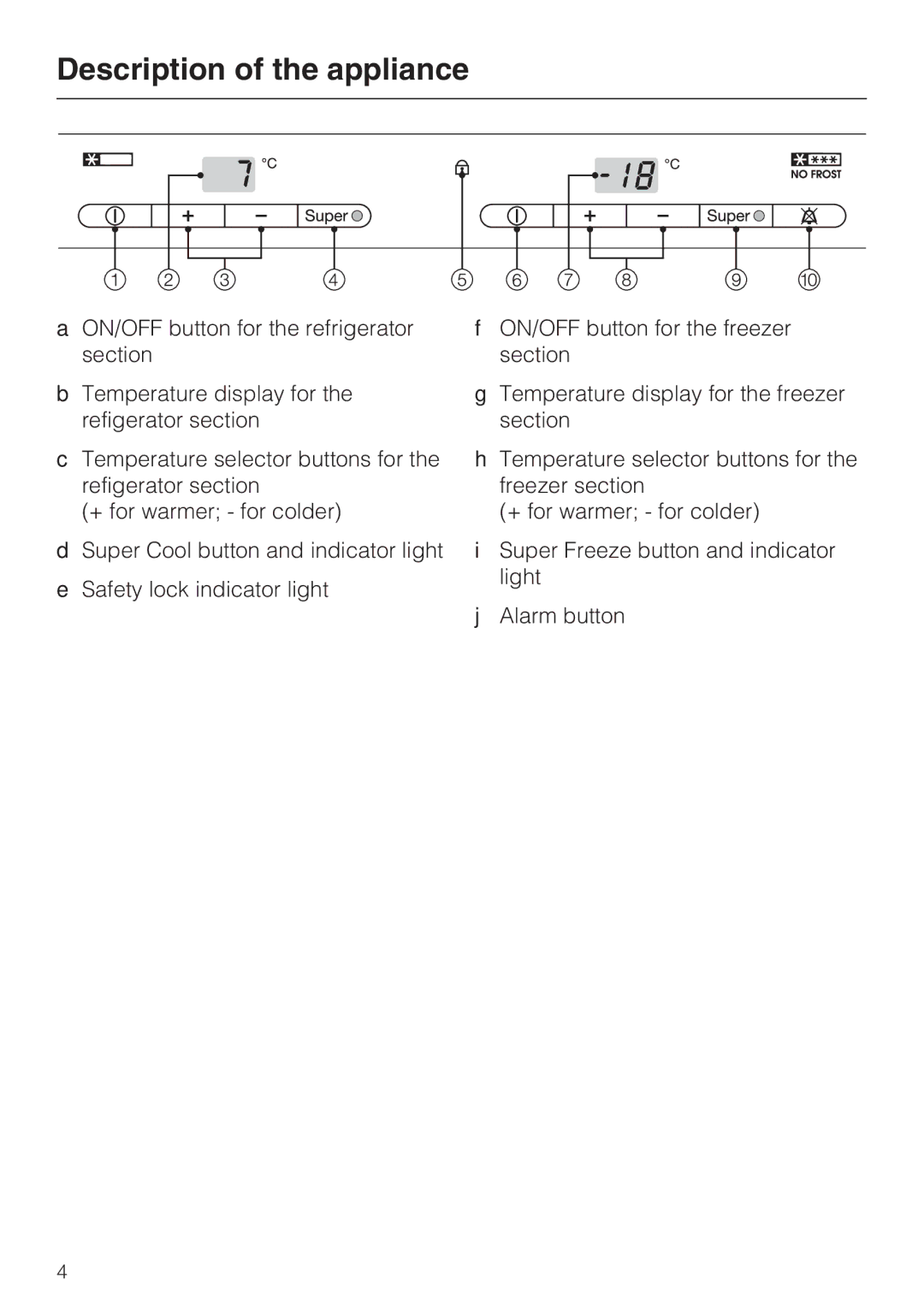 Miele KFN 8992 SD ED, KFN 8993 SDE ED installation instructions Description of the appliance 