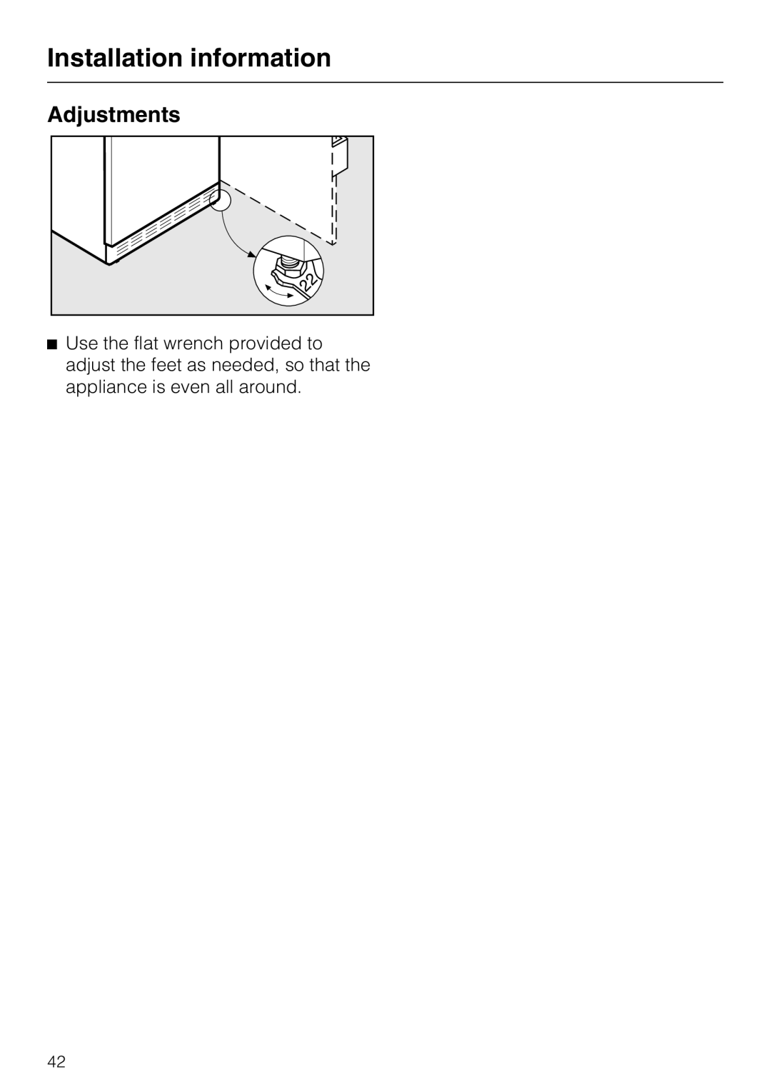 Miele KFN 8992 SD ED, KFN 8993 SDE ED installation instructions Adjustments 