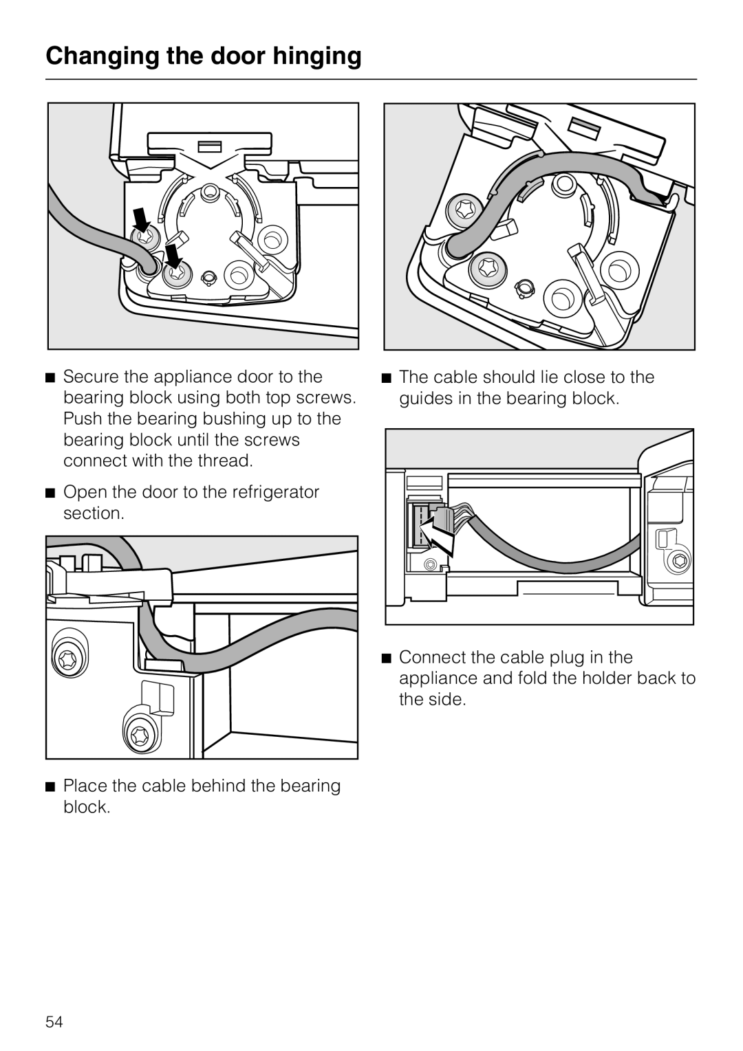 Miele KFN 8995 SD ED-1, KFN 8996 SDE ED-1 installation instructions Changing the door hinging 