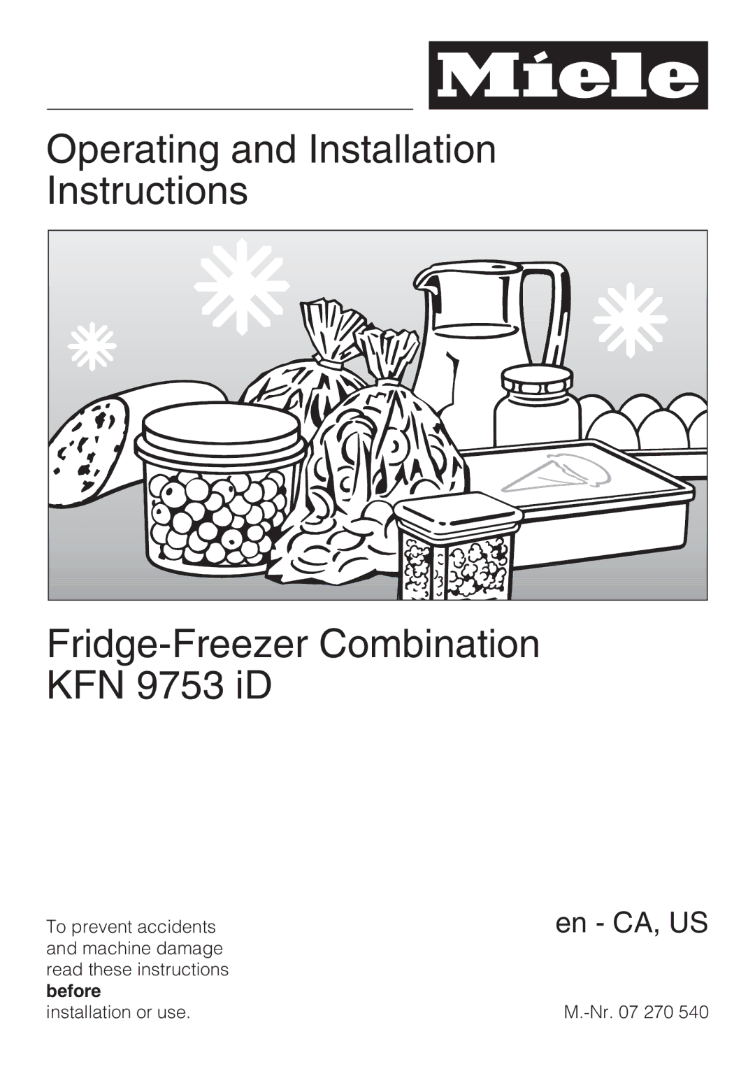 Miele KFN 9753 ID installation instructions En CA, US 