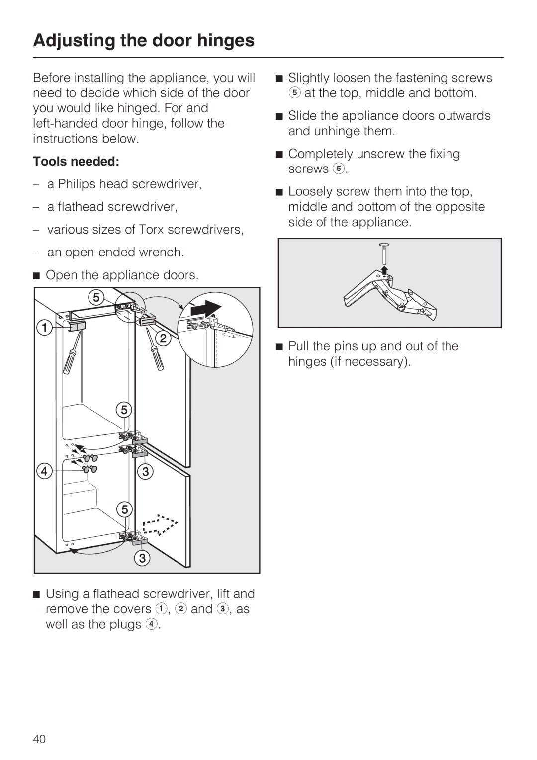 Miele KFN 9753 ID installation instructions Tools needed 