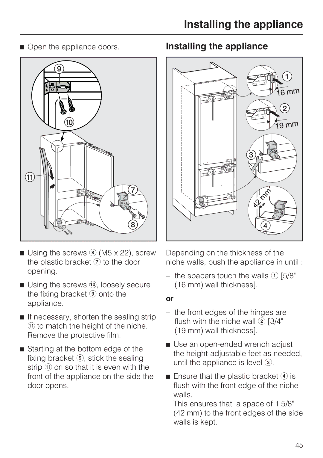 Miele KFN 9753 ID installation instructions Installing the appliance 