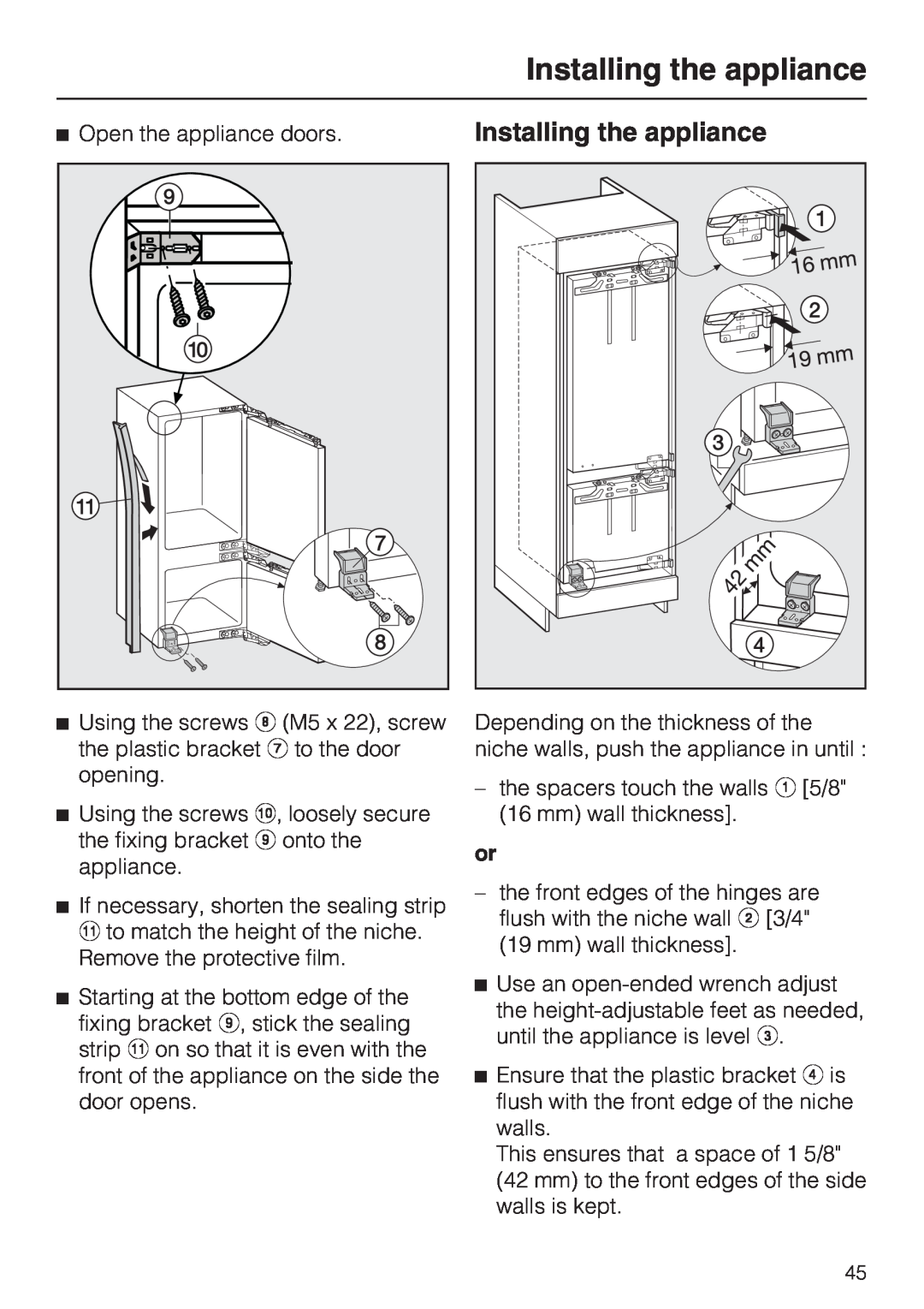 Miele KFN 9753 ID installation instructions Installing the appliance 