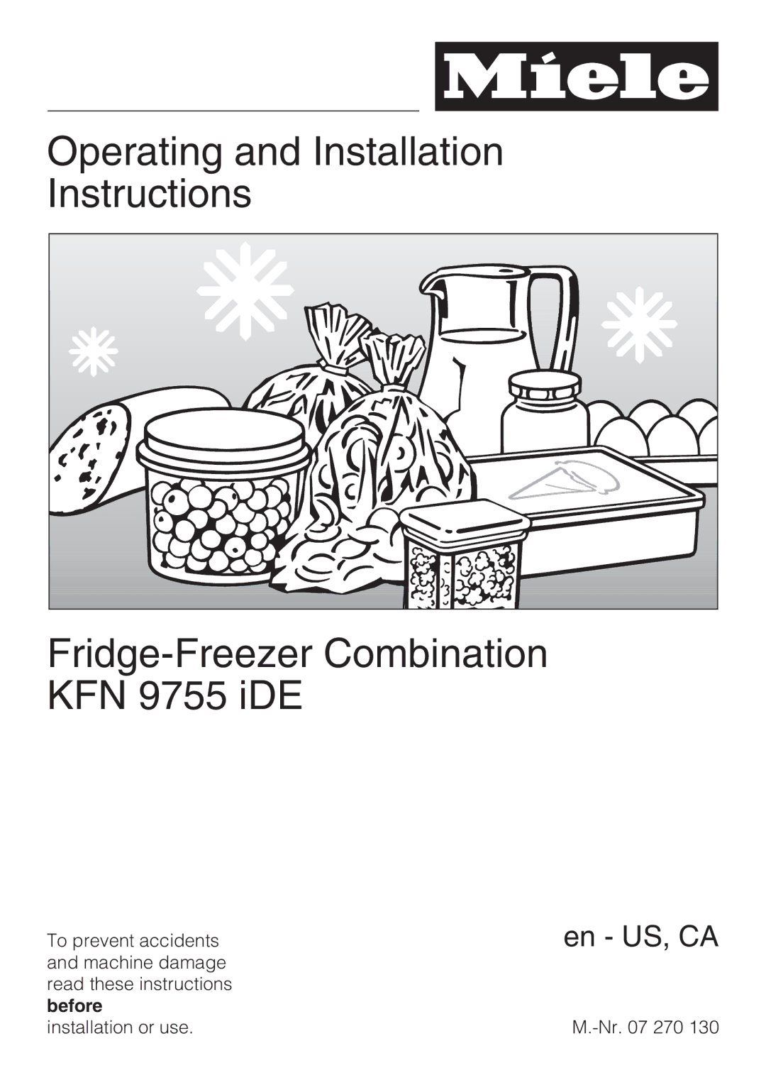 Miele KFN 9755 IDE installation instructions En US, CA 