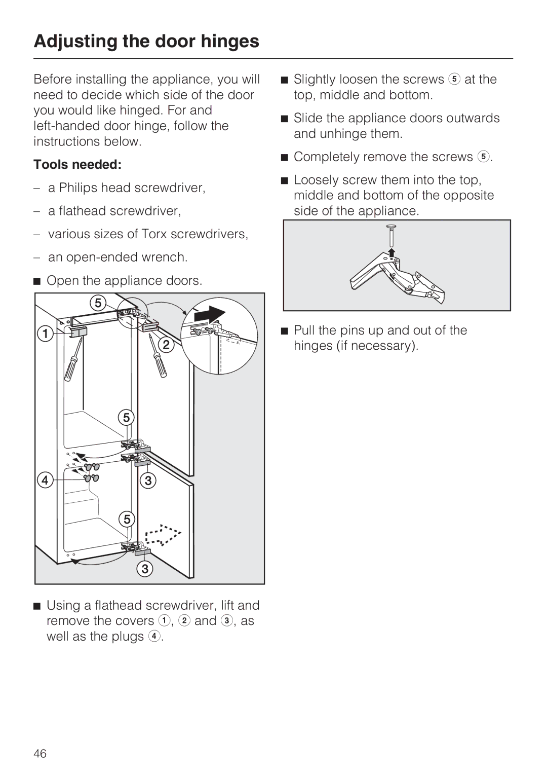 Miele KFN 9755 IDE installation instructions Tools needed 