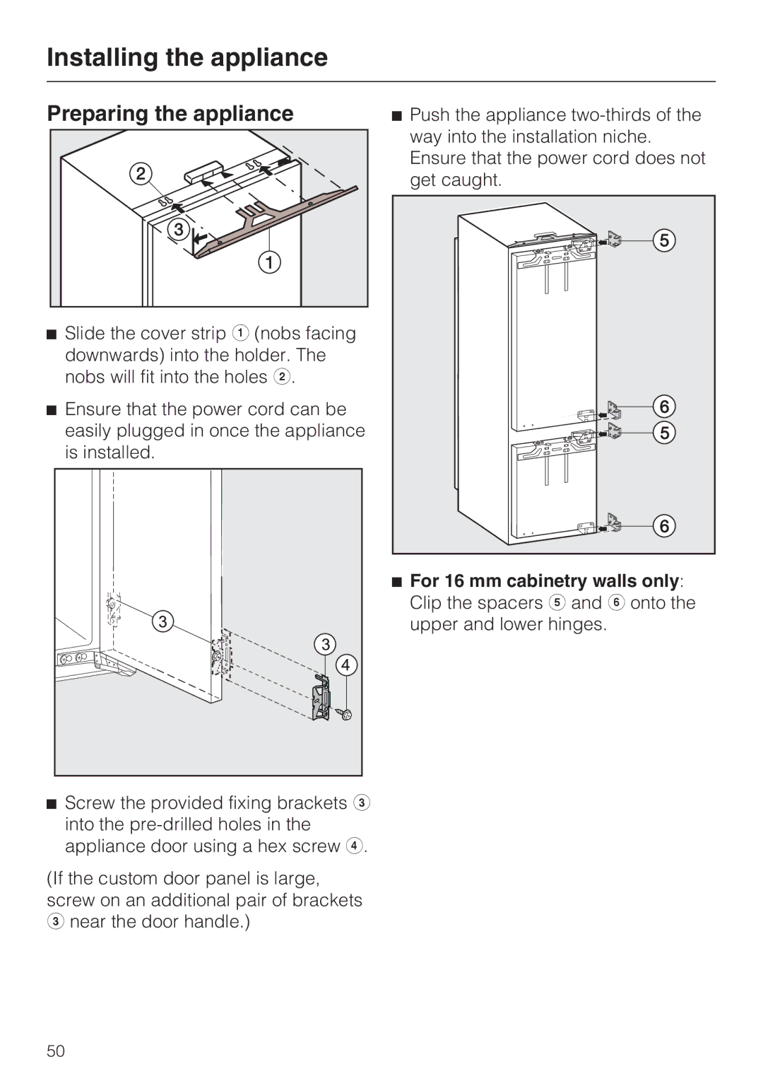 Miele KFN 9755 IDE installation instructions Preparing the appliance 