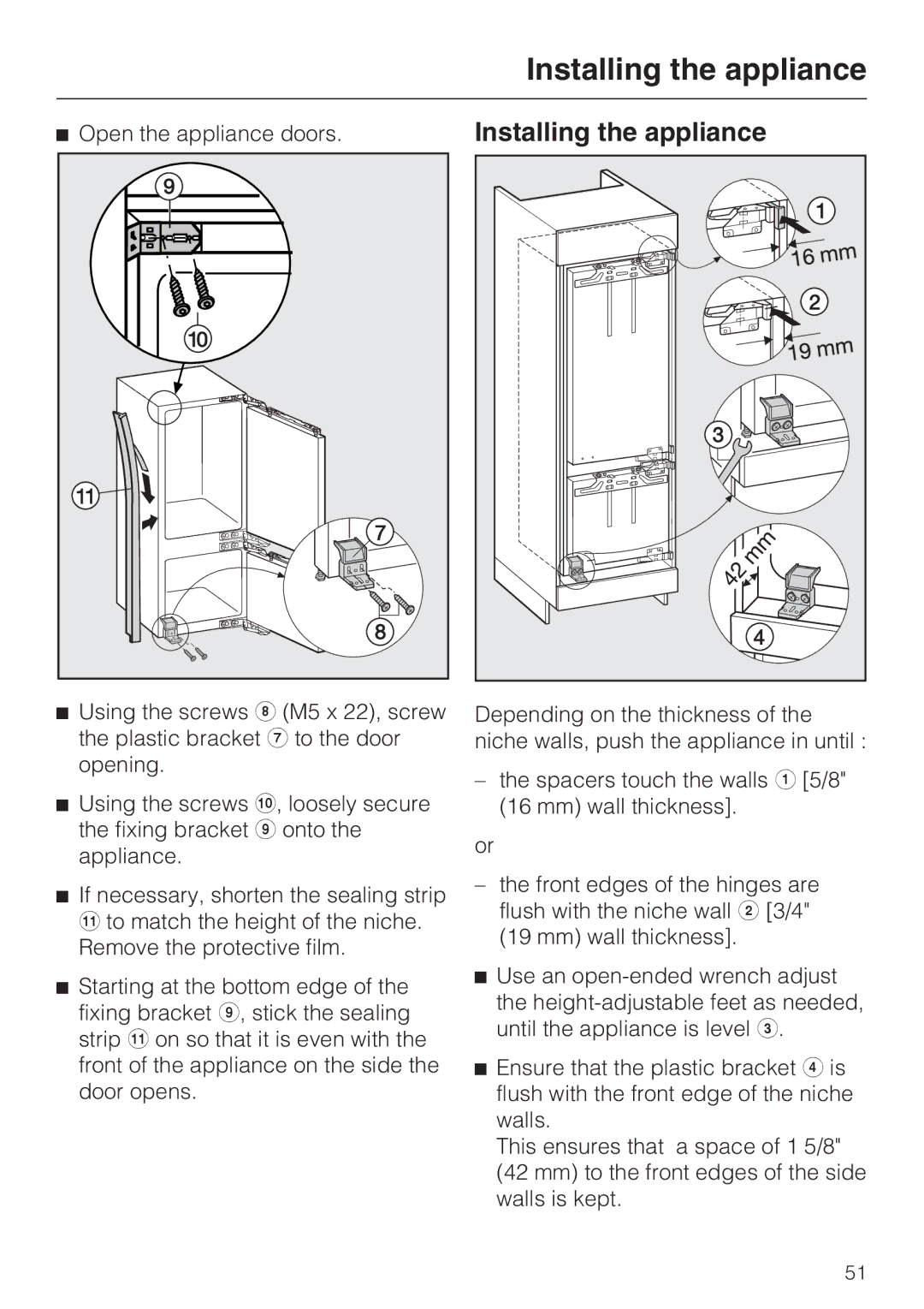 Miele KFN 9755 IDE installation instructions Installing the appliance 