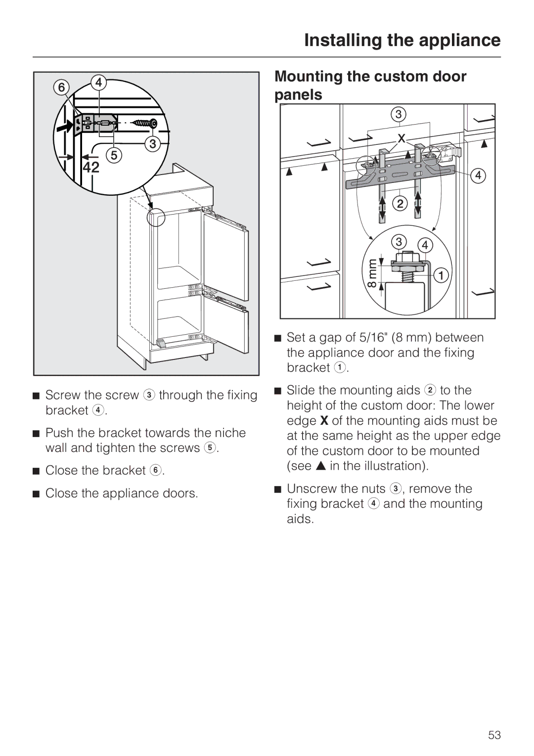 Miele KFN 9755 IDE installation instructions Mounting the custom door panels 