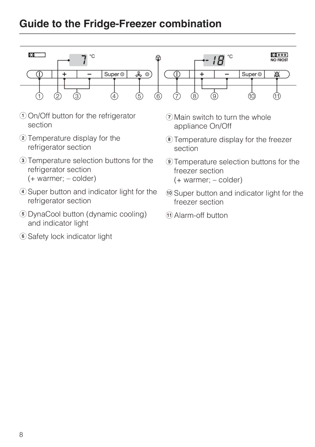 Miele KFN 9755 IDE installation instructions Guide to the Fridge-Freezer combination 