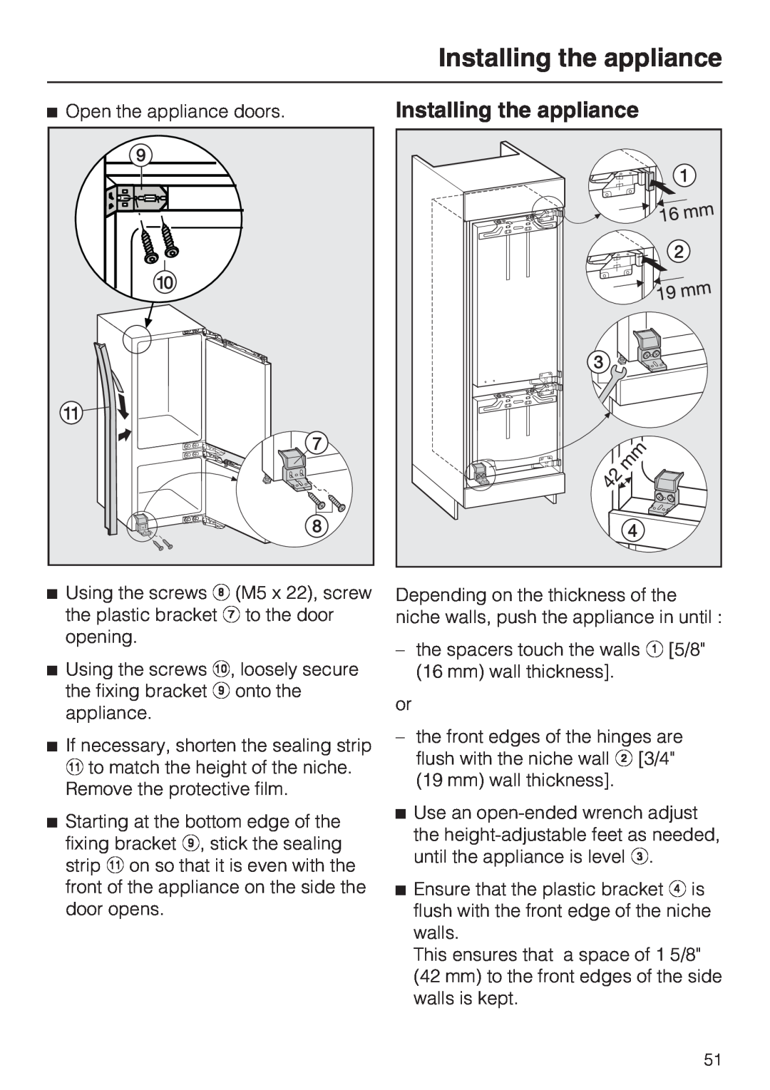 Miele KFN 9755 IDE installation instructions Installing the appliance 
