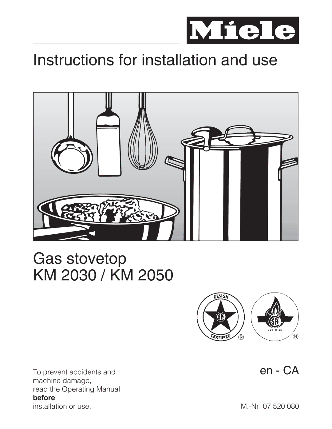 Miele KM 2030, KM 2050 manual En CA 