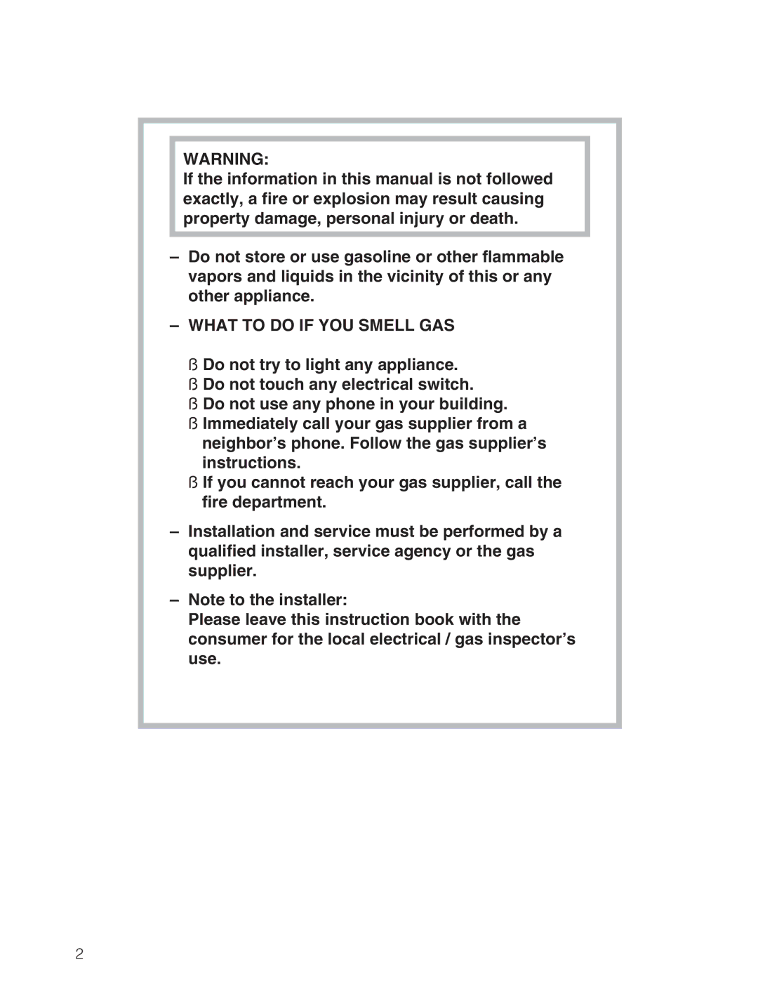 Miele KM 2050, KM 2030 manual What to do if YOU Smell GAS 