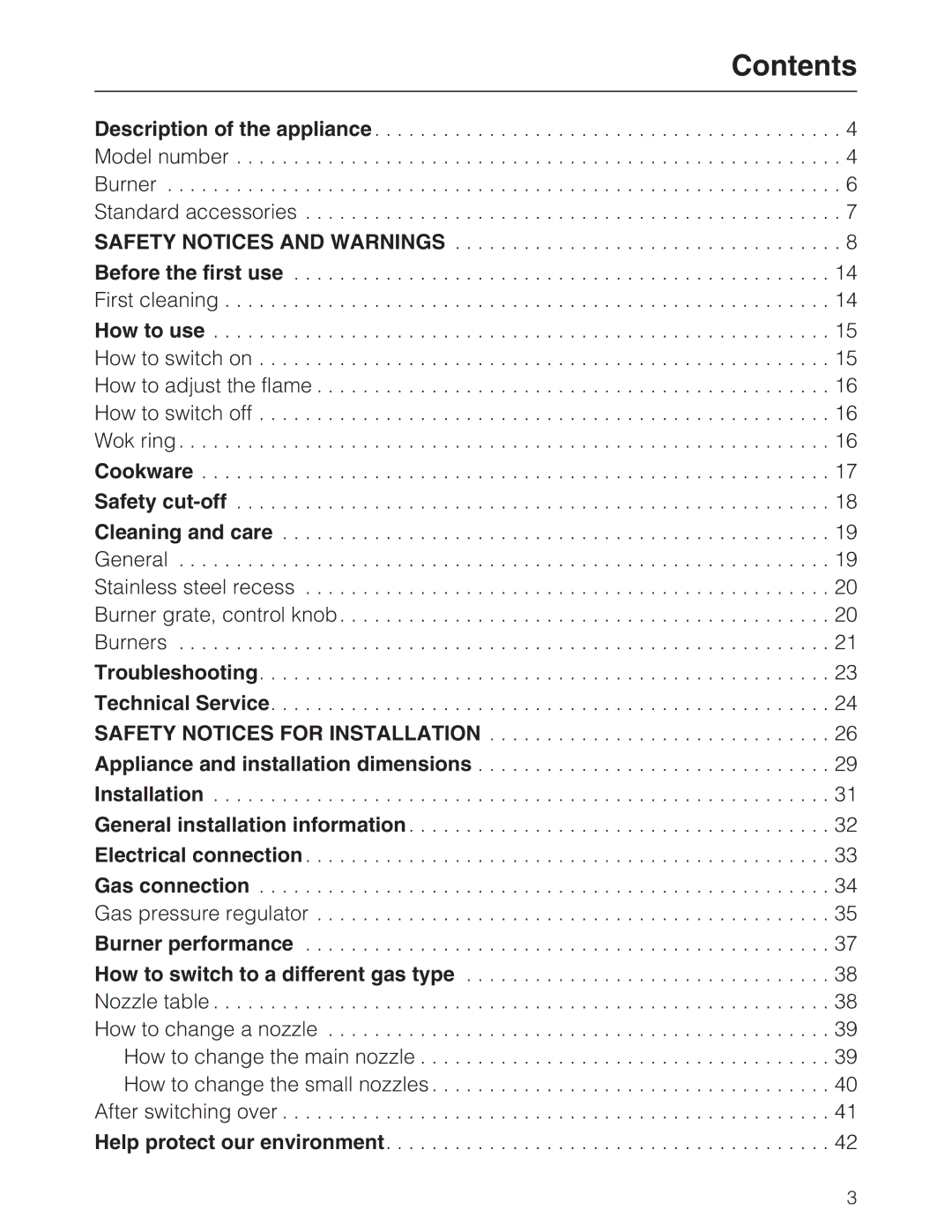 Miele KM 2030, KM 2050 manual Contents 