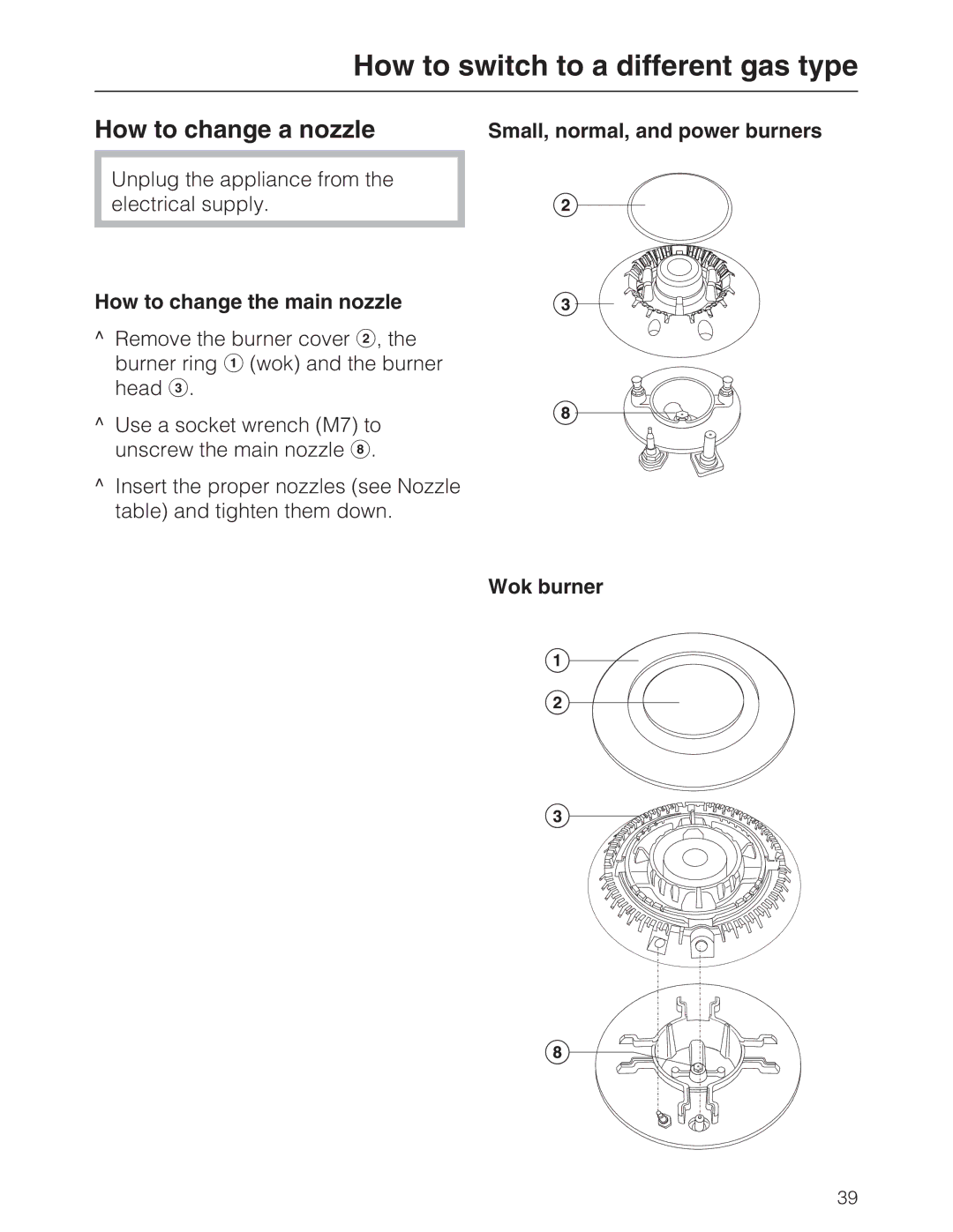 Miele KM 2030, KM 2050 manual How to change a nozzle, How to change the main nozzle 