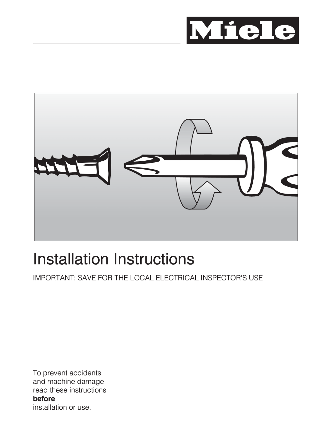 Miele KM 2030, KM 2050 manual Installation Instructions 