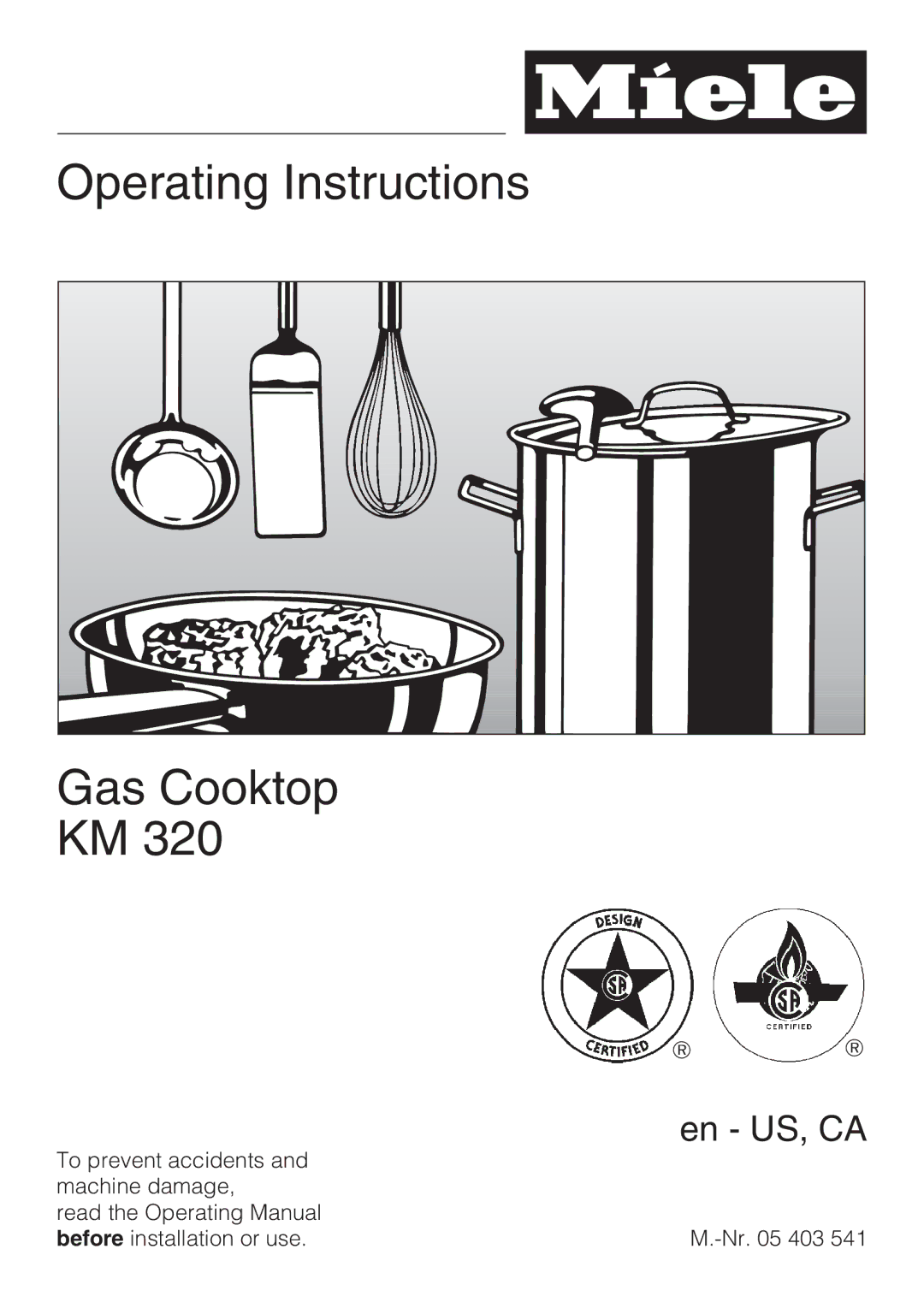 Miele KM 320 operating instructions Operating Instructions Gas Cooktop 