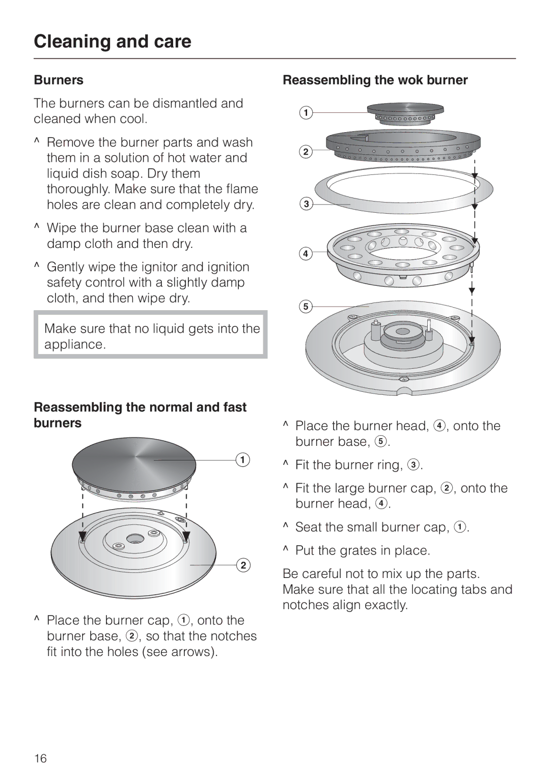 Miele KM 344, KM 342 manual Burners 