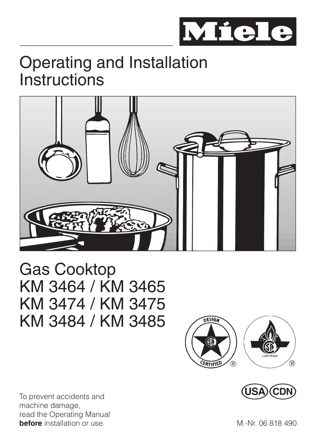 Miele KM 3485, KM 3474, KM 3484 installation instructions 