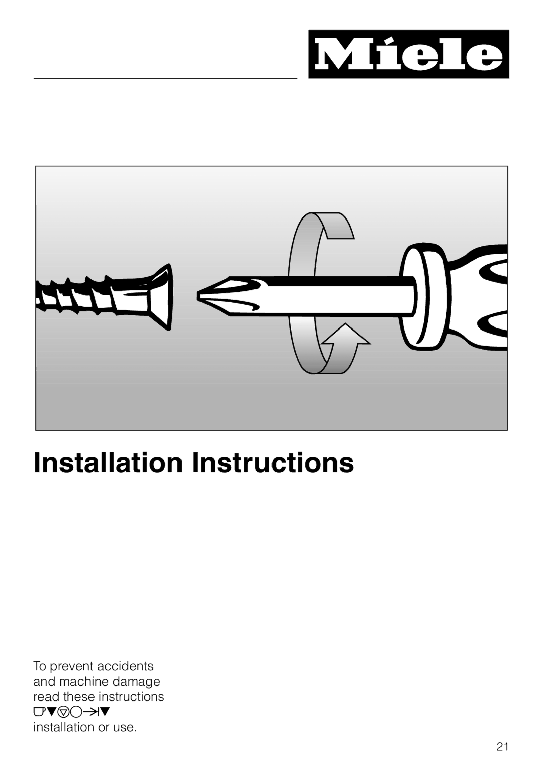 Miele KM 3474, KM 3485, KM 3484 installation instructions Installation Instructions 