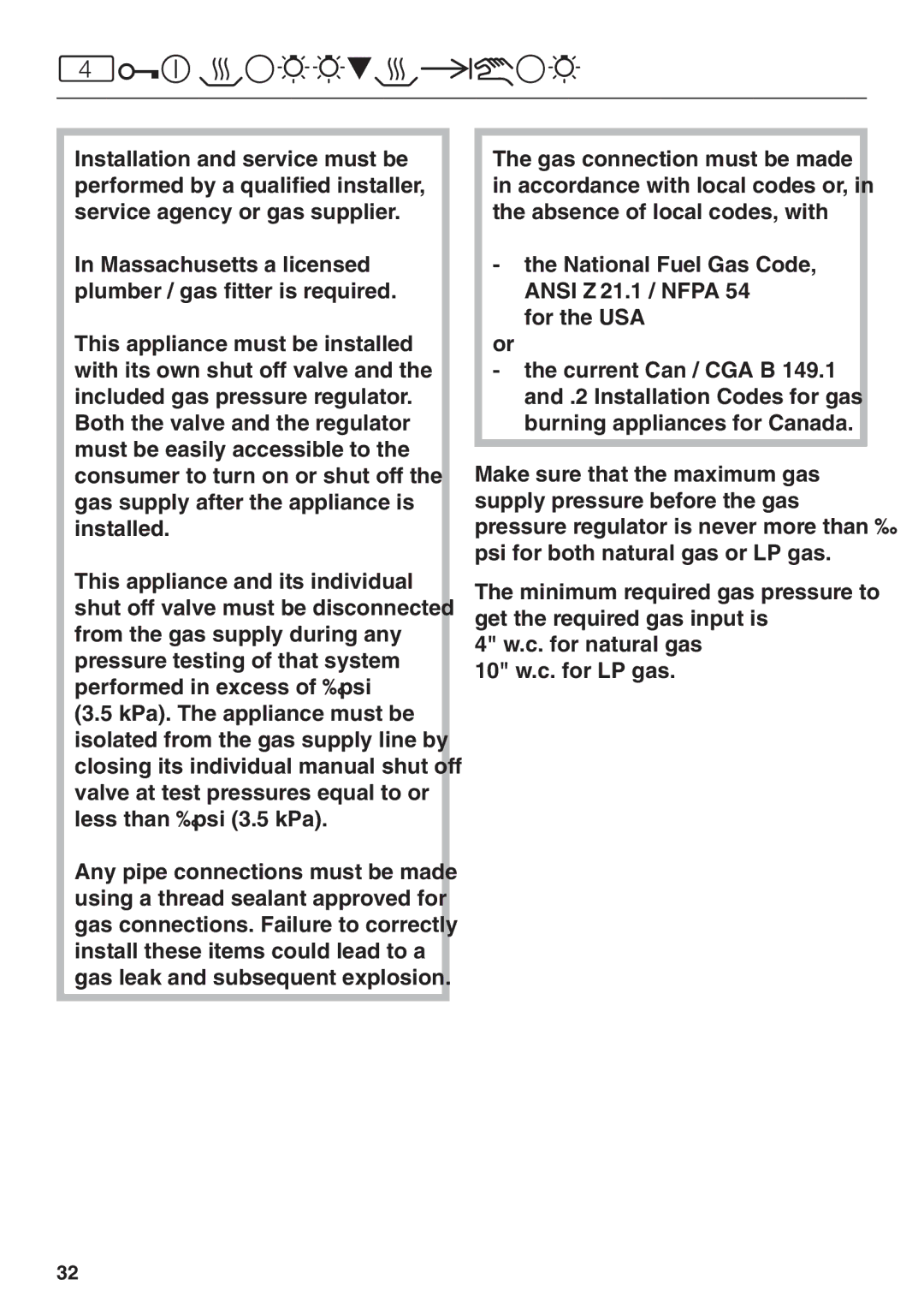 Miele KM 3484, KM 3474, KM 3485 installation instructions Gas connection 