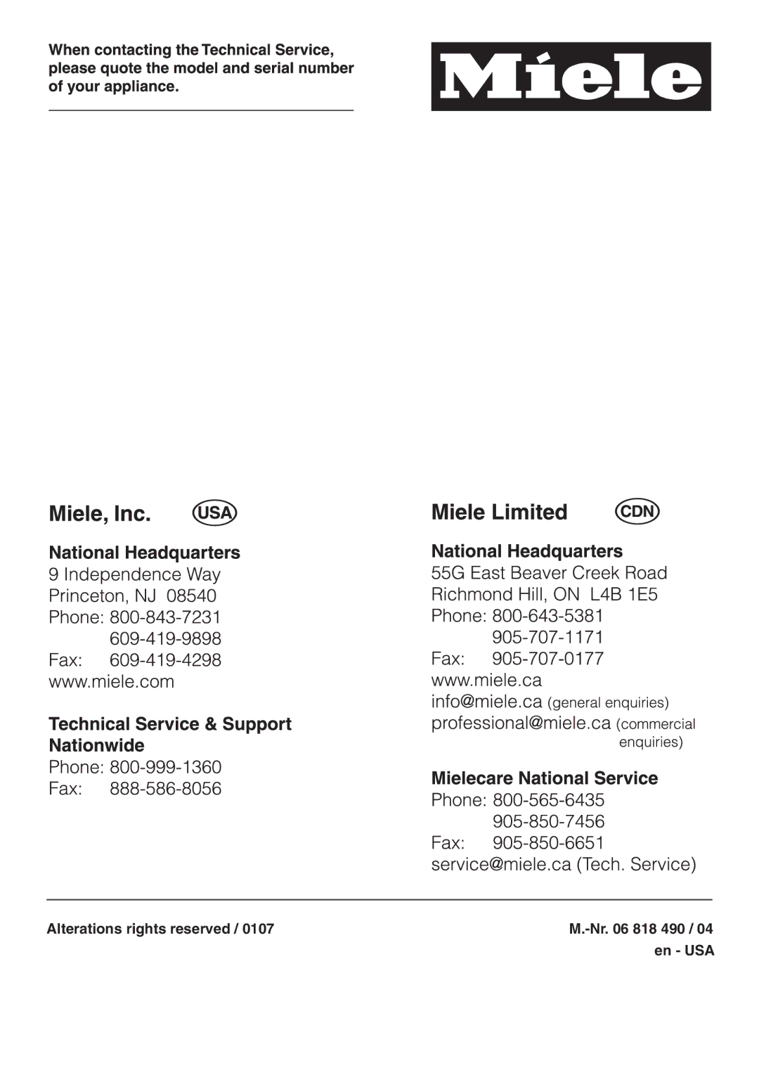 Miele KM 3485, KM 3474, KM 3484 installation instructions Alterations rights reserved 