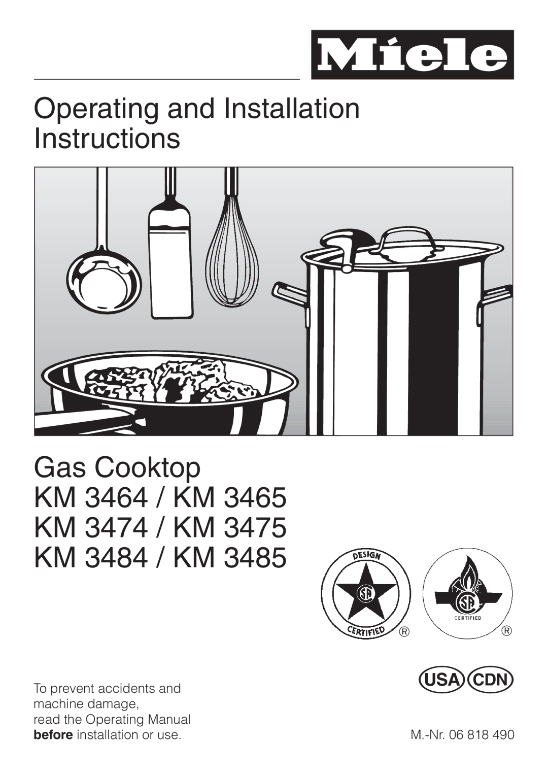 Miele KM 3465, KM 3475, KM 3464 installation instructions 