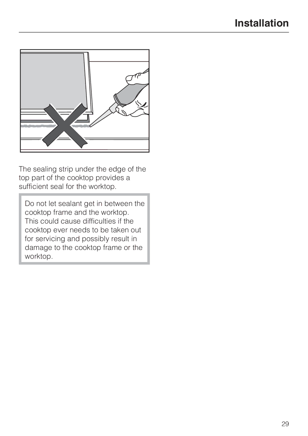 Miele KM 3464, KM 3475, KM 3474, KM 3485, KM 3484, KM 3465 installation instructions Installation 