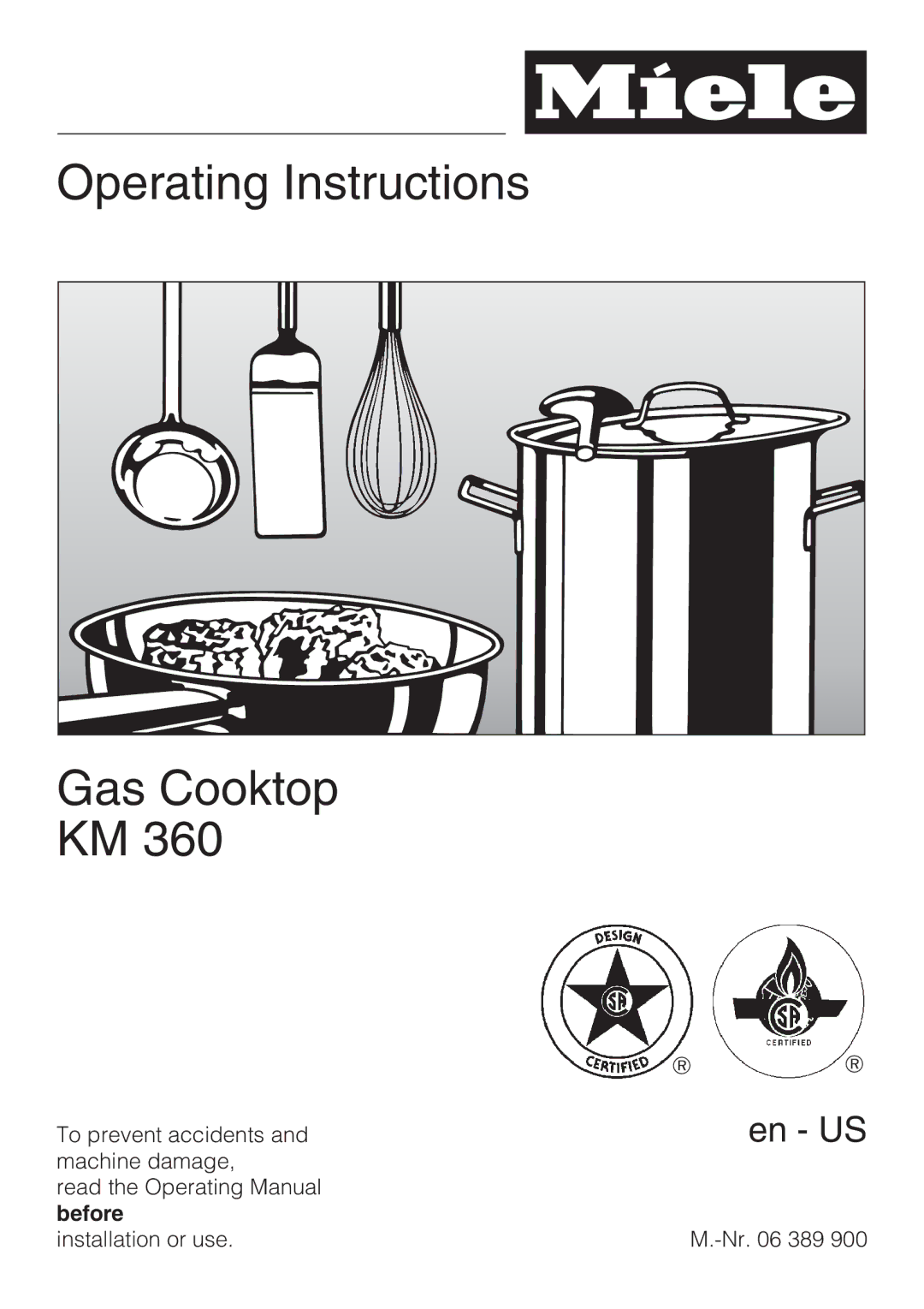 Miele KM 360 installation instructions Installation Instructions Gas cooktop 